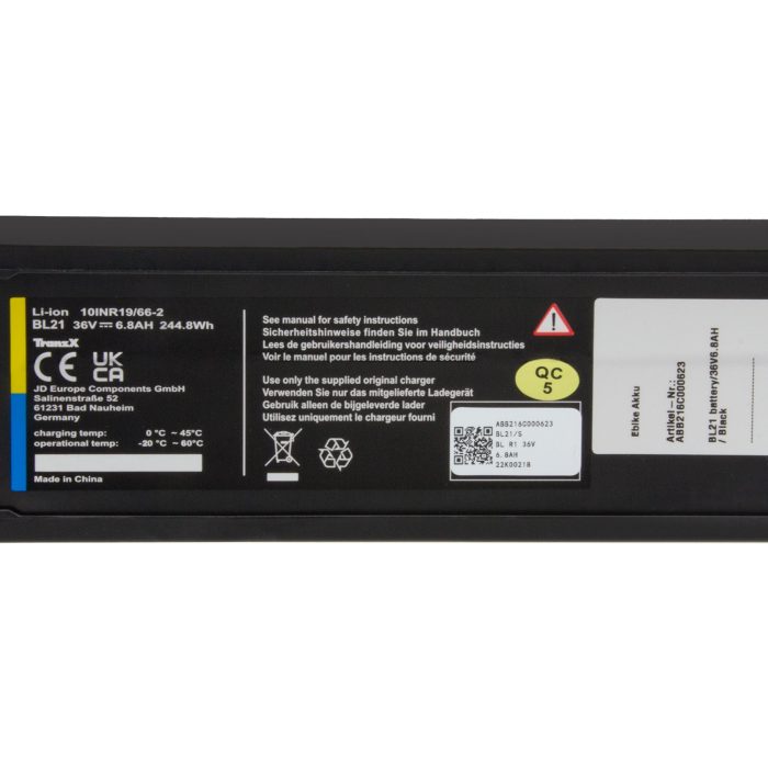 TranzX BL21 E-Bike Accu 36V 6,8Ah voor Sattelrohr - Afbeelding 4