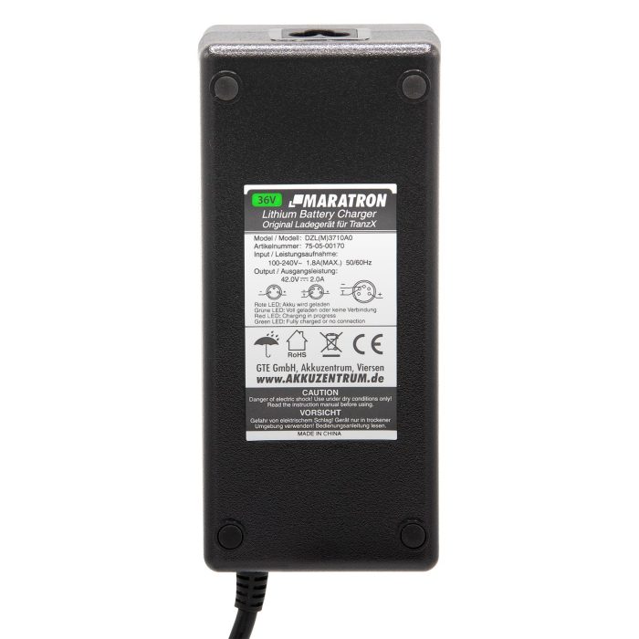 TranzX Oplader 36V 42,0V/2,0A XLR 5-polig - MARATRON - Afbeelding 2