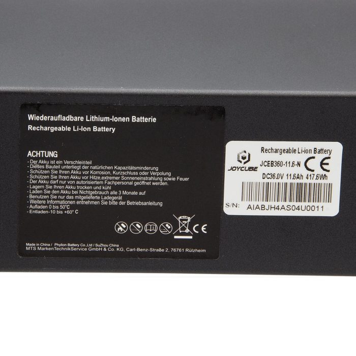 Phylion Joycube BN10 E-bike Accu 36V 11,6Ah - Fischer Pedelec - Afbeelding 4
