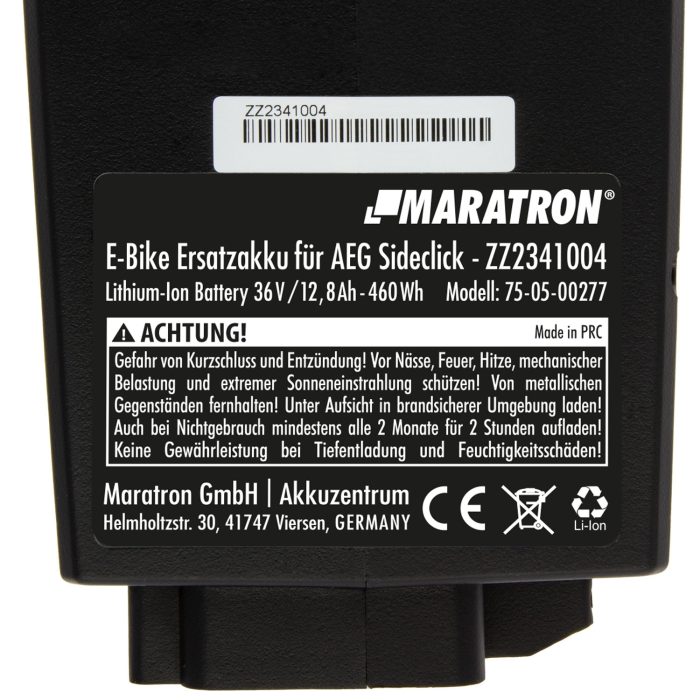 Maratron Vervangaccu AEG SideClick 36V 12,8Ah 460Wh - Afbeelding 2